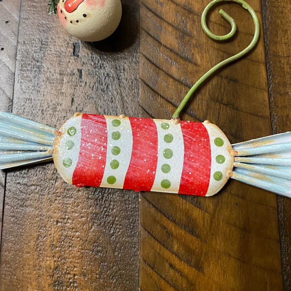 Festive Holiday Ornament Lot of 4 Snowman Candy Star